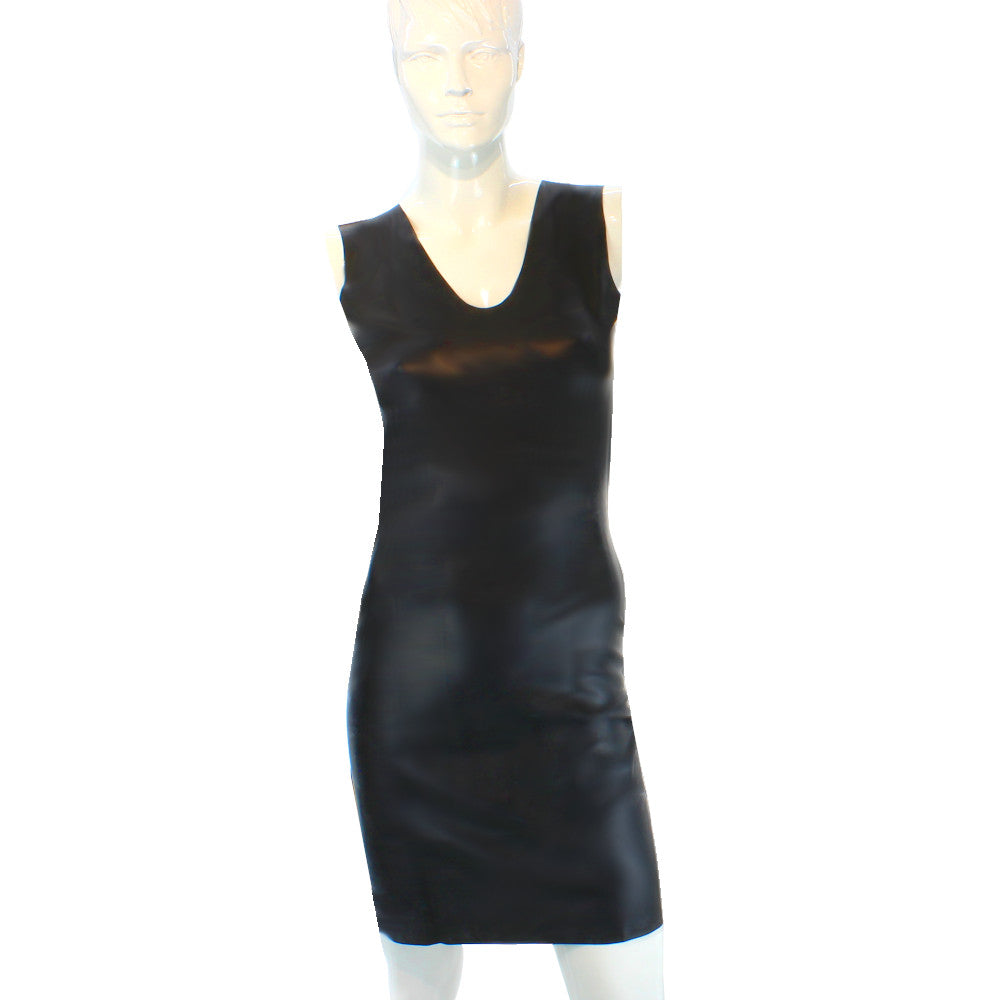 Schwarzes, langes Latexkleid