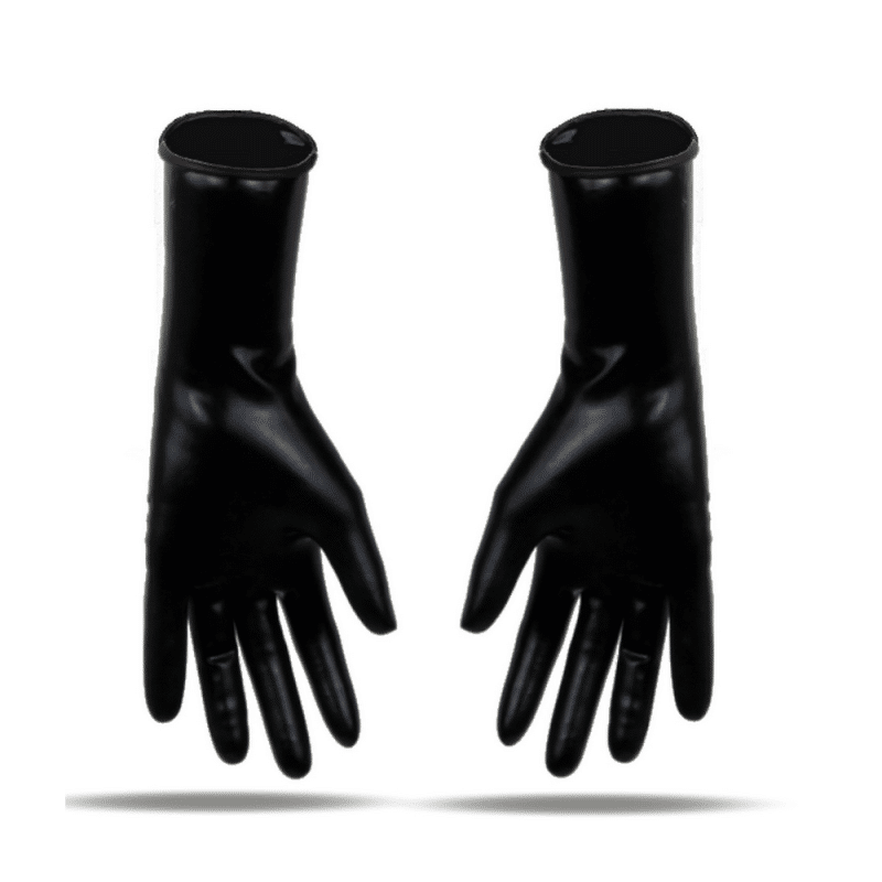 Latex Damen-Handschuhe, schwarz, 3D, getaucht, 0.4-0,6mm, mit Rollrand