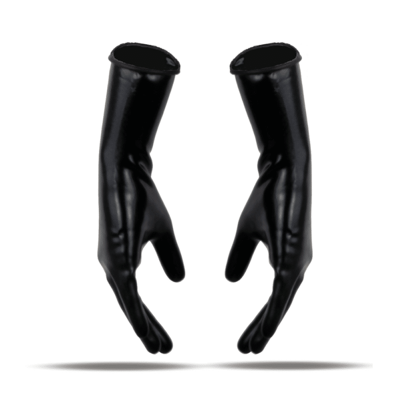 Latex Damen-Handschuhe, schwarz, 3D, getaucht, 0.4-0,6mm, mit Rollrand