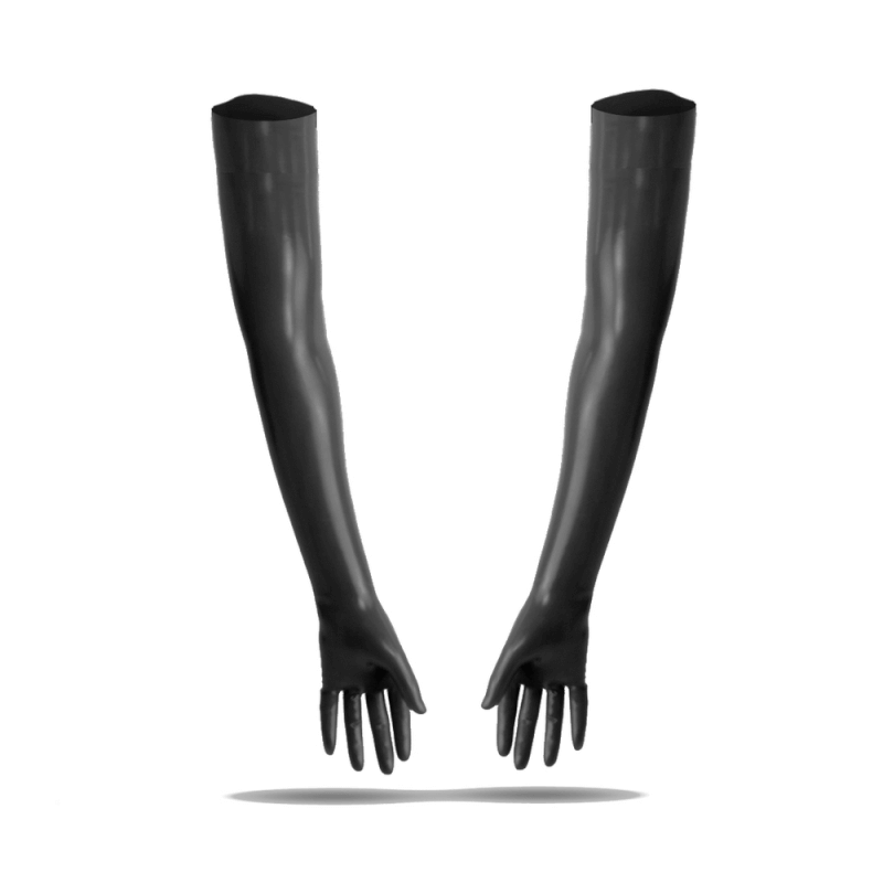 Latex Damen-Handschuhe superlang, schwarz, getaucht, 0.4mm