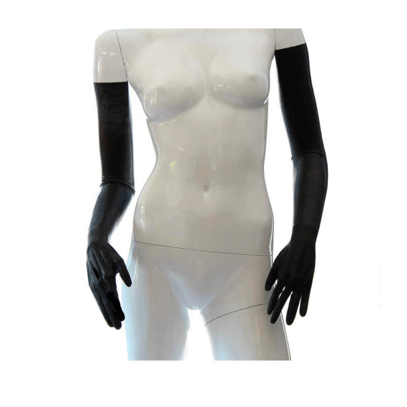 Latex Damen-Handschuhe superlang, schwarz, getaucht, 0.4mm