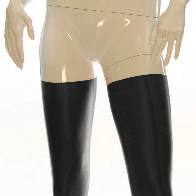 Latex Damen-Strümpfe superlang, schwarz, getaucht, 0.4mm