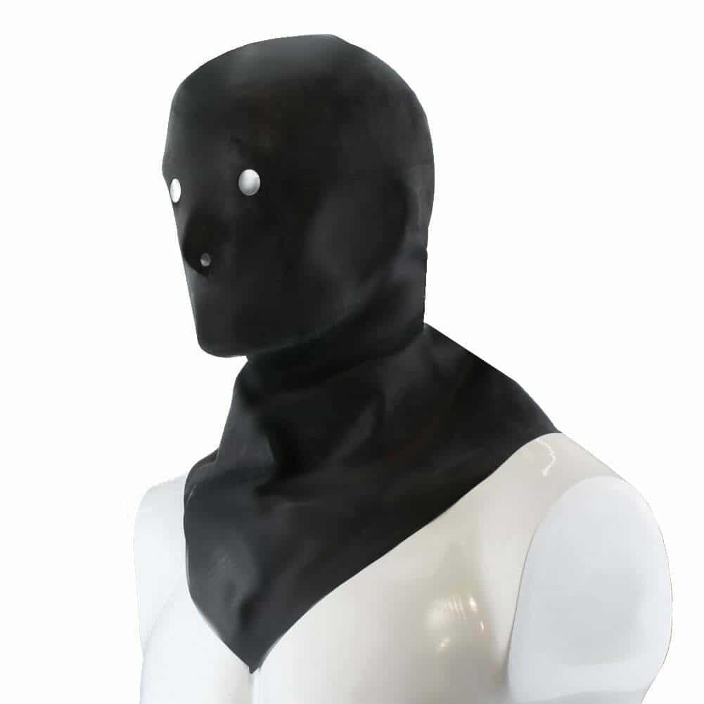 Latex "Henker" Maske mit Kragen, schwarz, 0.35 mm