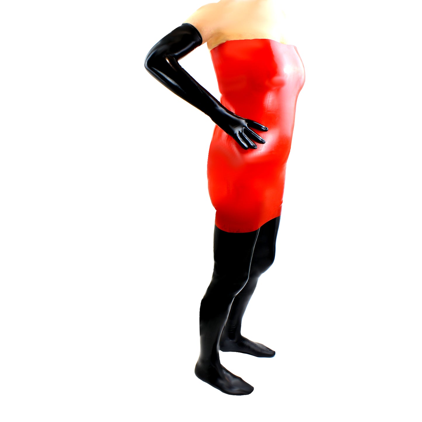 Latex Kleid lang, schwarz oder rot, 0.3 mm dick