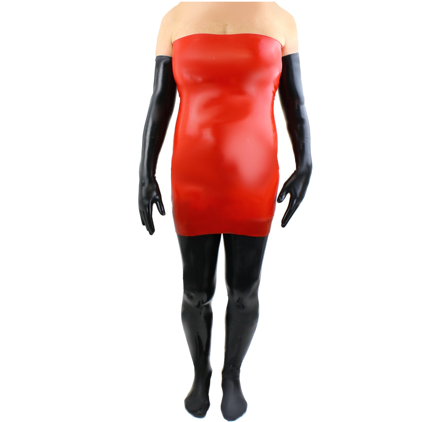 Latex Kleid lang, schwarz oder rot, 0.3 mm dick