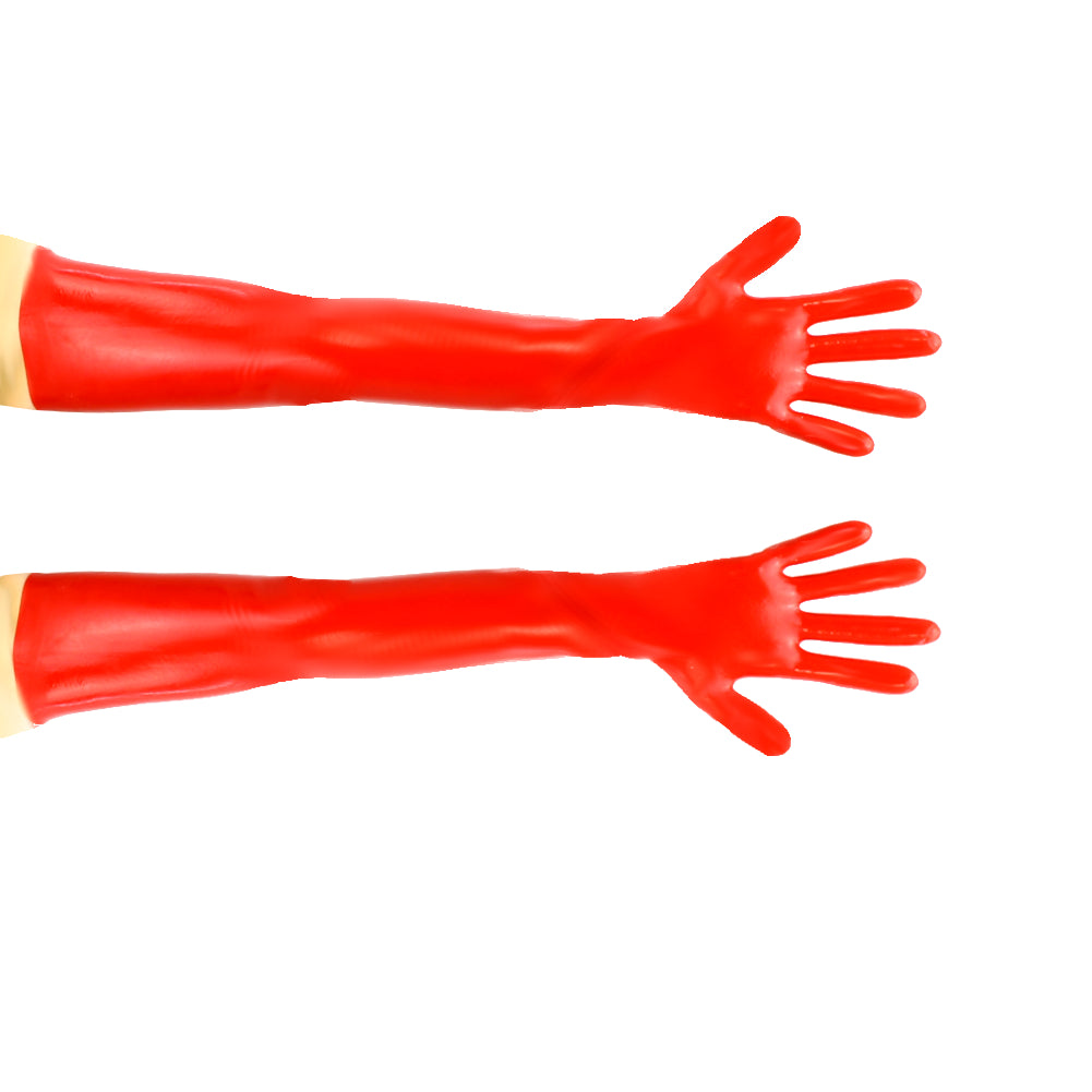 Oberarm lange Latex Handschuhe von LatexDreamwear in Rot.