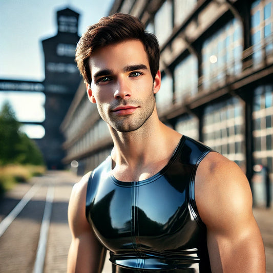  LatexDreamwear Unterhemd / Trägershirt in Schwarz – eng anliegend und figurbetont.