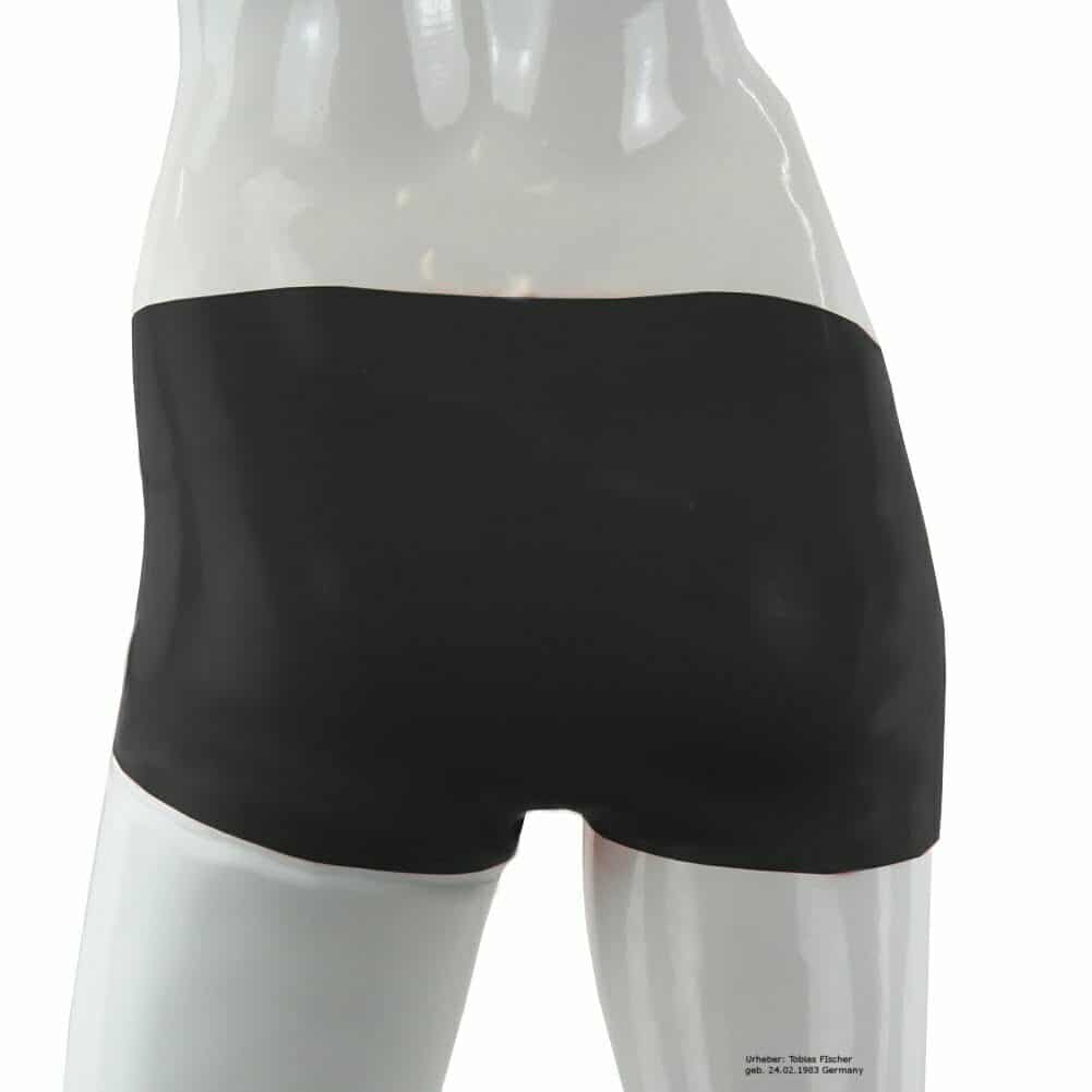 Premium Latex Hotpants in Schwarz, perfekt verarbeitet.