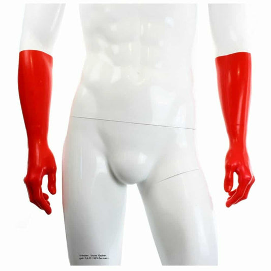 Latex Damen-Handschuhe lang, rot, getaucht, 0.4mm