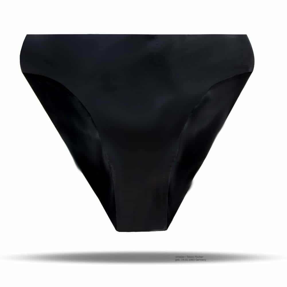 Nahaufnahme des Latex Slips mit elastischem und glänzendem Material.