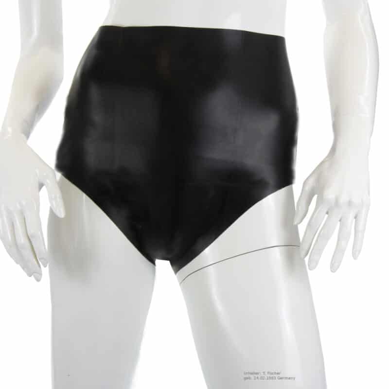 Latex Damen-Slip Ouvert, 100% Latex, schwarz, getaucht, 0.3mm